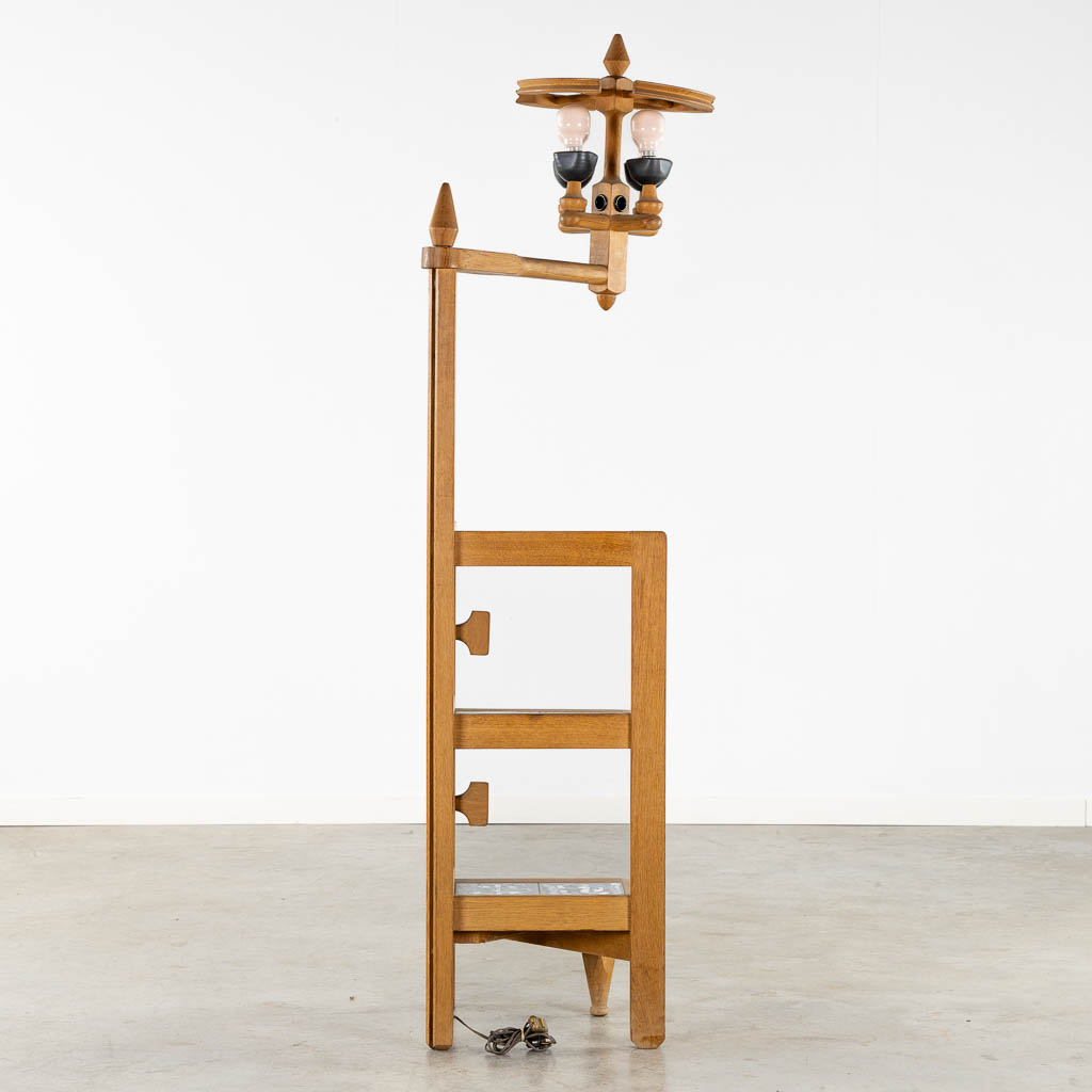 Robert GUILLERME & Jacques CHAMBRON (XX) Floorlamp, wood and ceramic. Circa 1960. (L:45 x W:45 x H:176 cm)