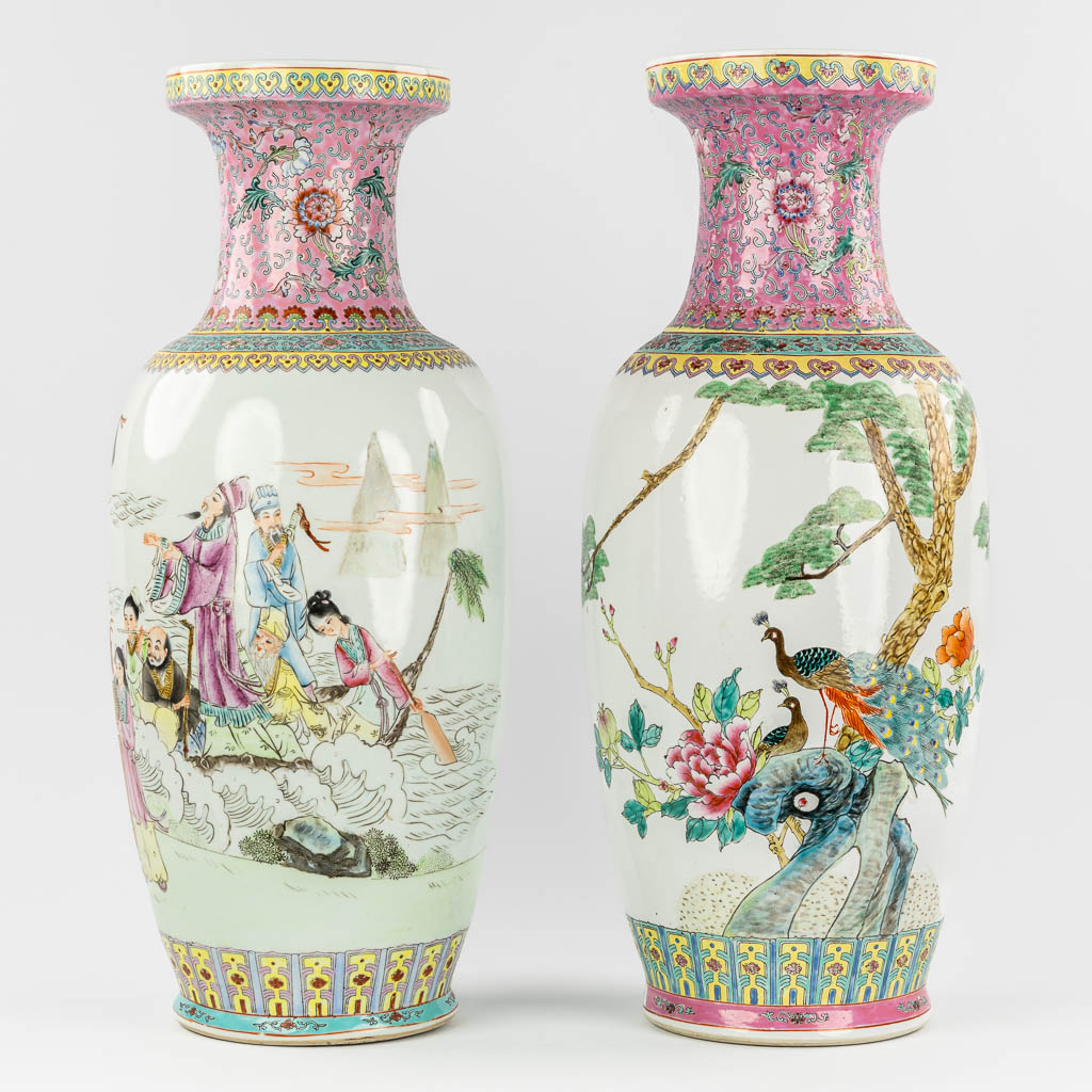 Two Chinese vases, Ladies and Fauna/Flora. 20th C. 