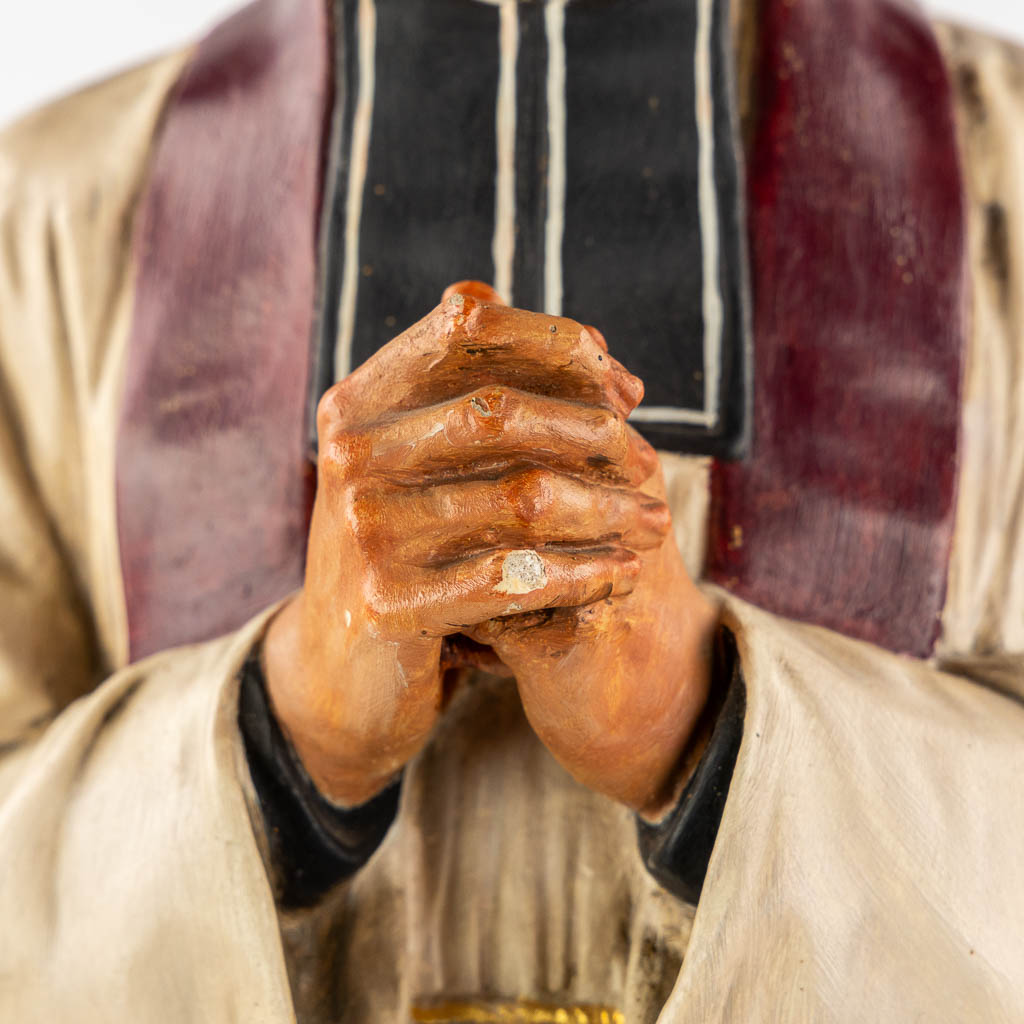 Saint John Vianney, Priets of Ars, polychrome plaster. (L:17,5 x W:18,5 x H:62 cm)