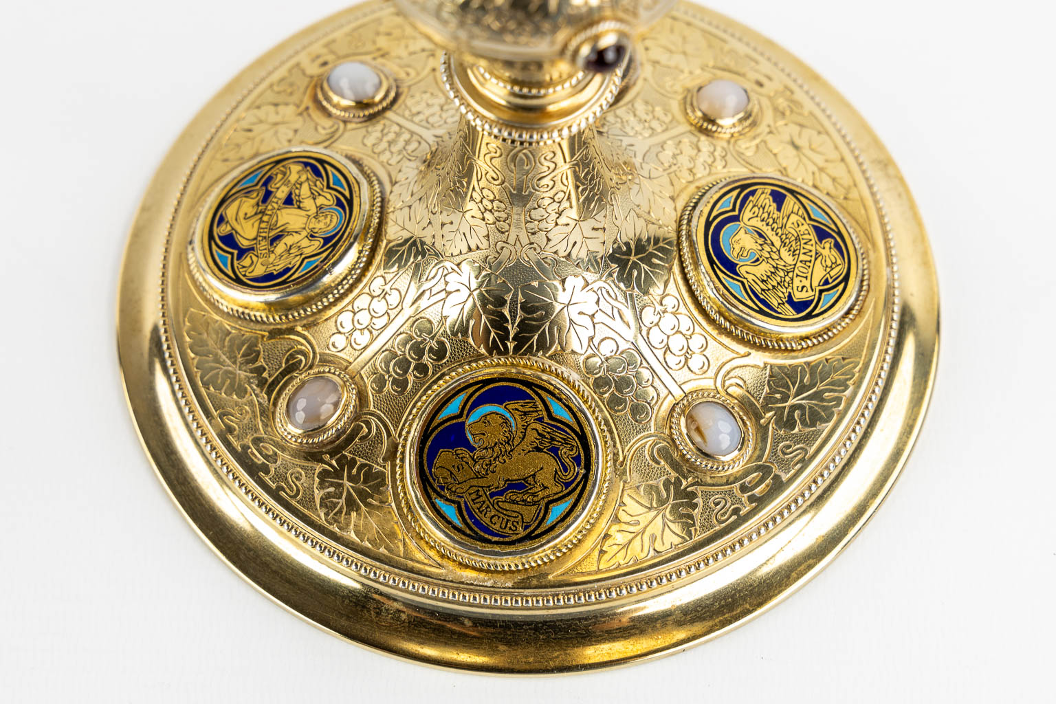 A Chalice, Gold-plated with enamel cartouches of 