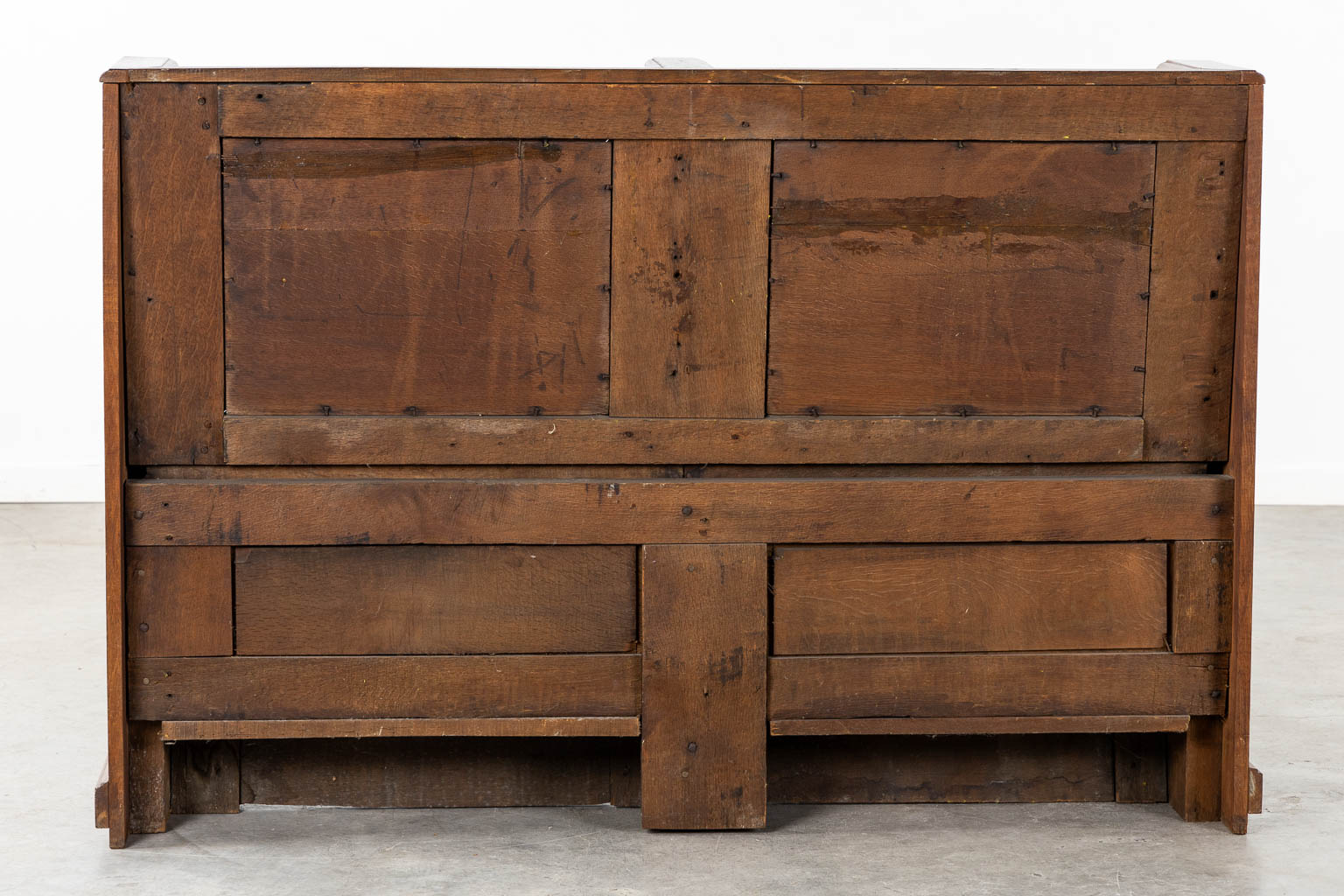 An antique Choir Bench, or Church Bench, oak, 18th C. (L:42 x W:137 x H:93 cm)