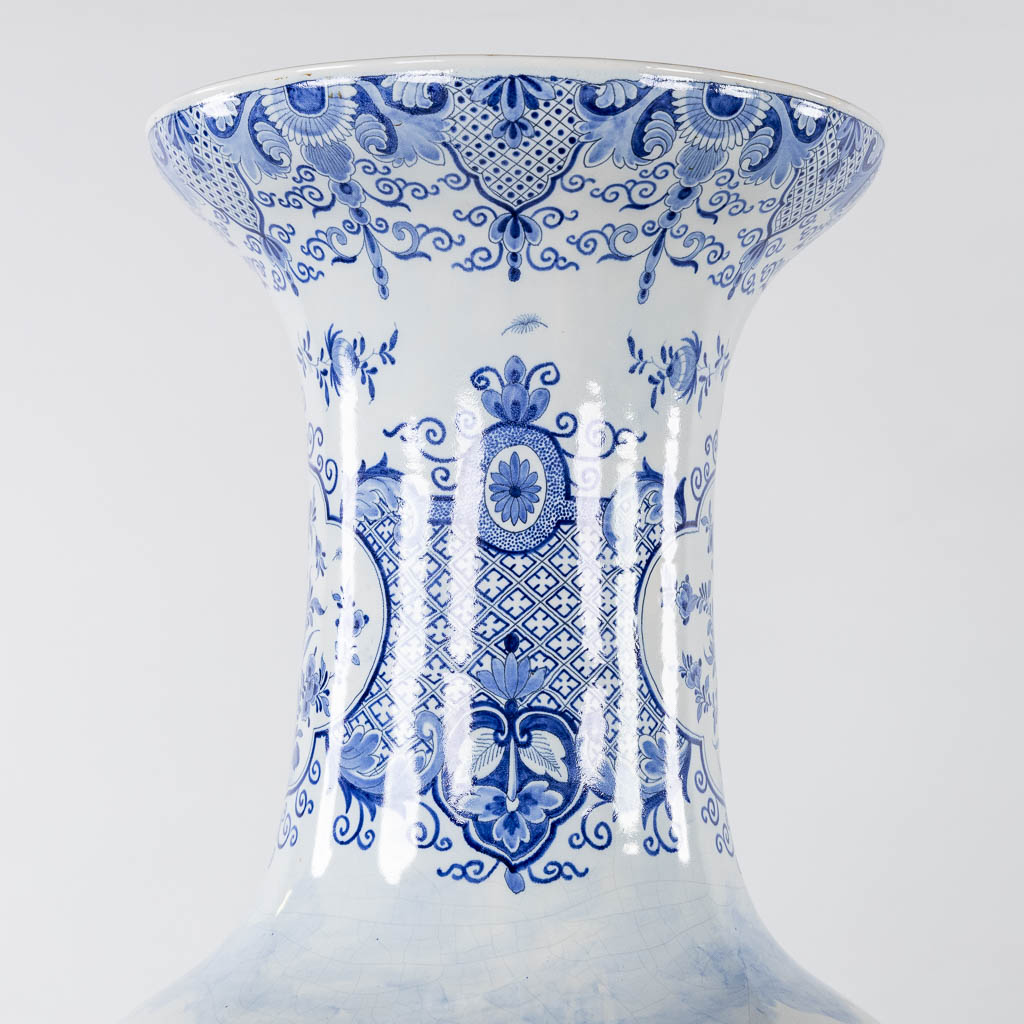 Boch Frères Keramis, two exceptional vases, glazed faience. 19th C. (H:122 x D:63 cm)