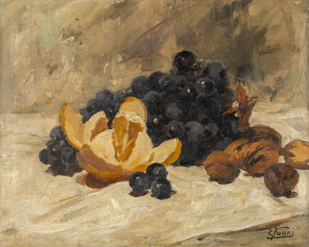 Eugène JOORS (1850-1910) 'Stilleven met fruit'. (W:50 x H:40 cm)