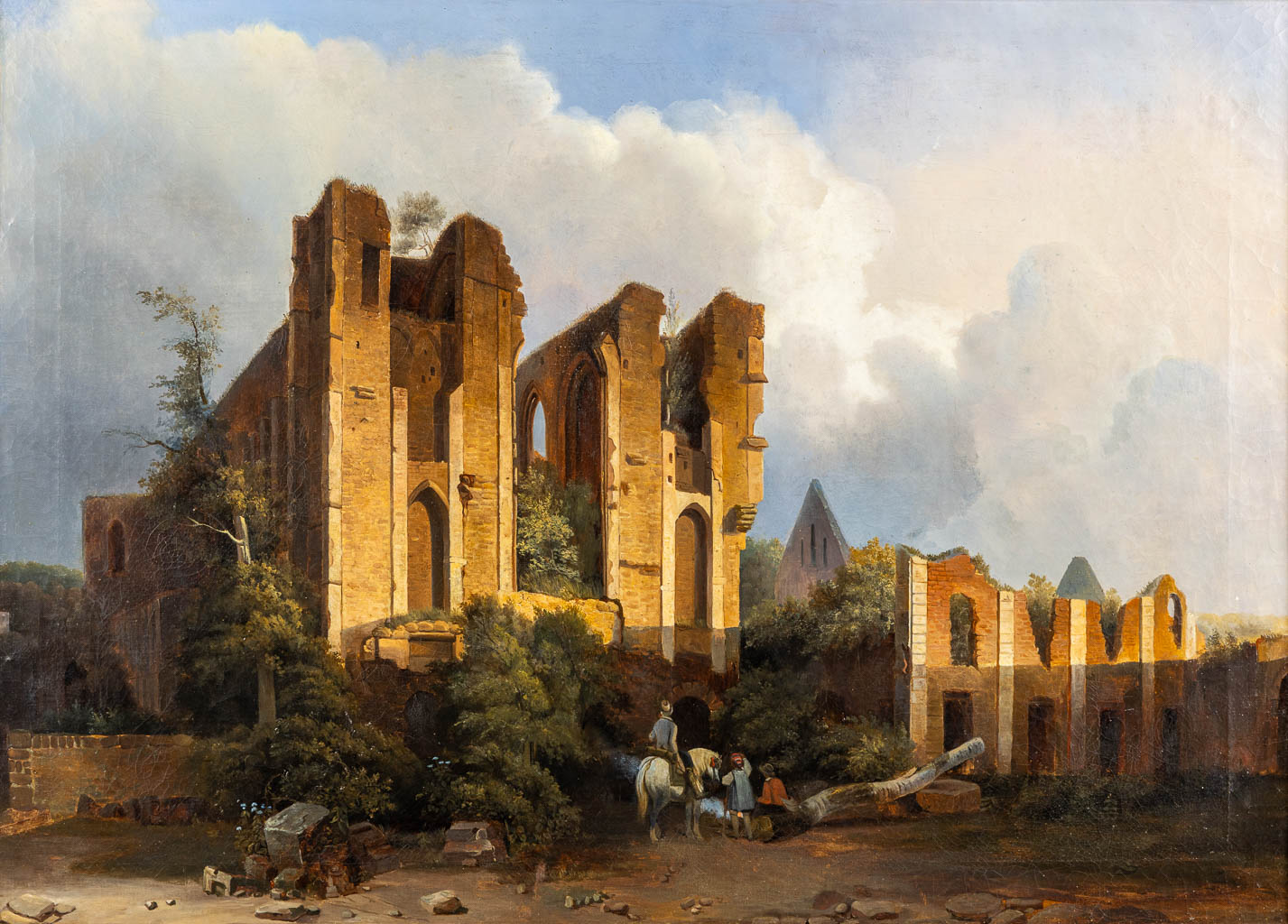 French School, 'Camping near the ruins', oil on canvas. 19th C.