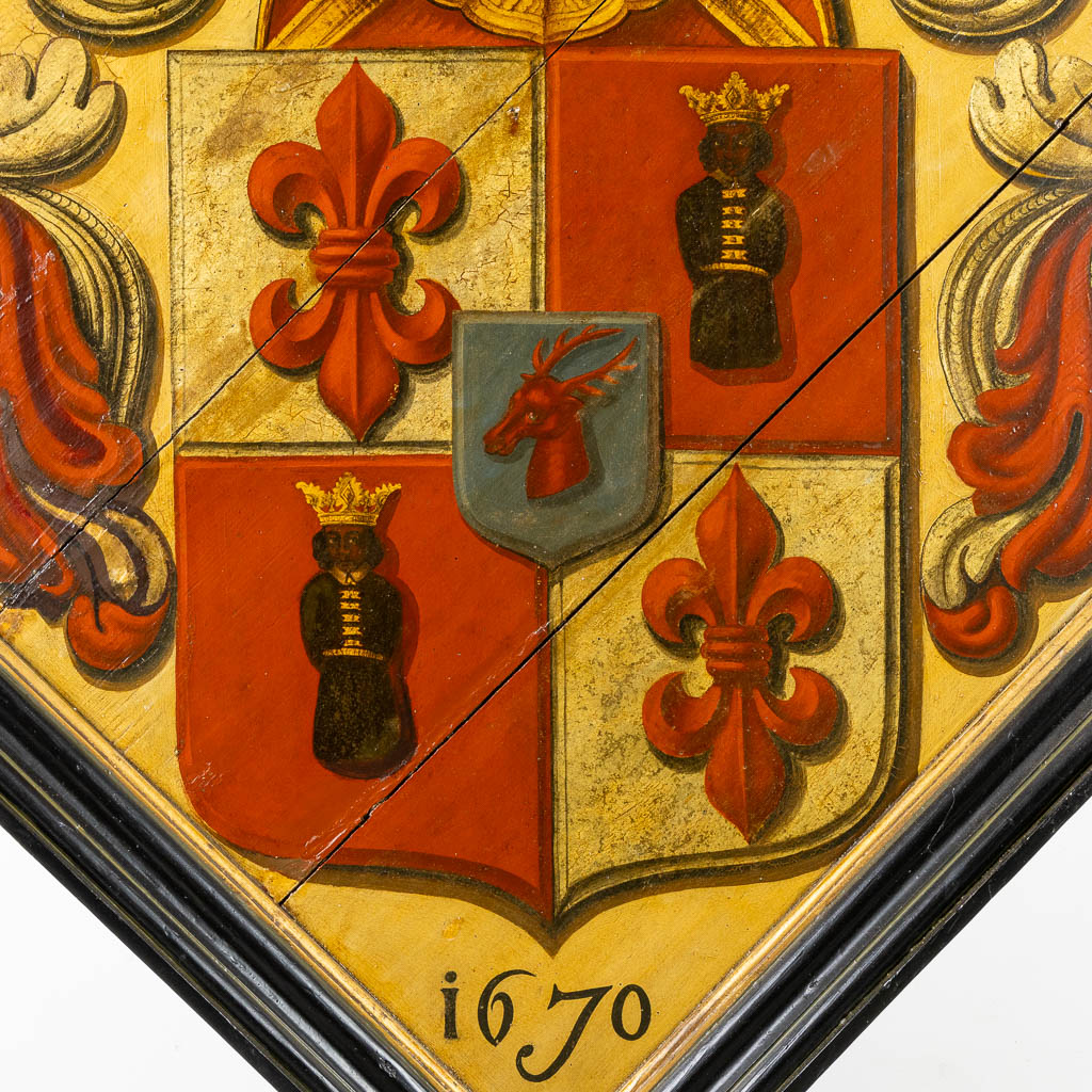 Een uitzonderlijke Obiit, Heraldiek voor Ingelmunster. Gedateerd 27/09/1670. (W:183 x H:183 cm)