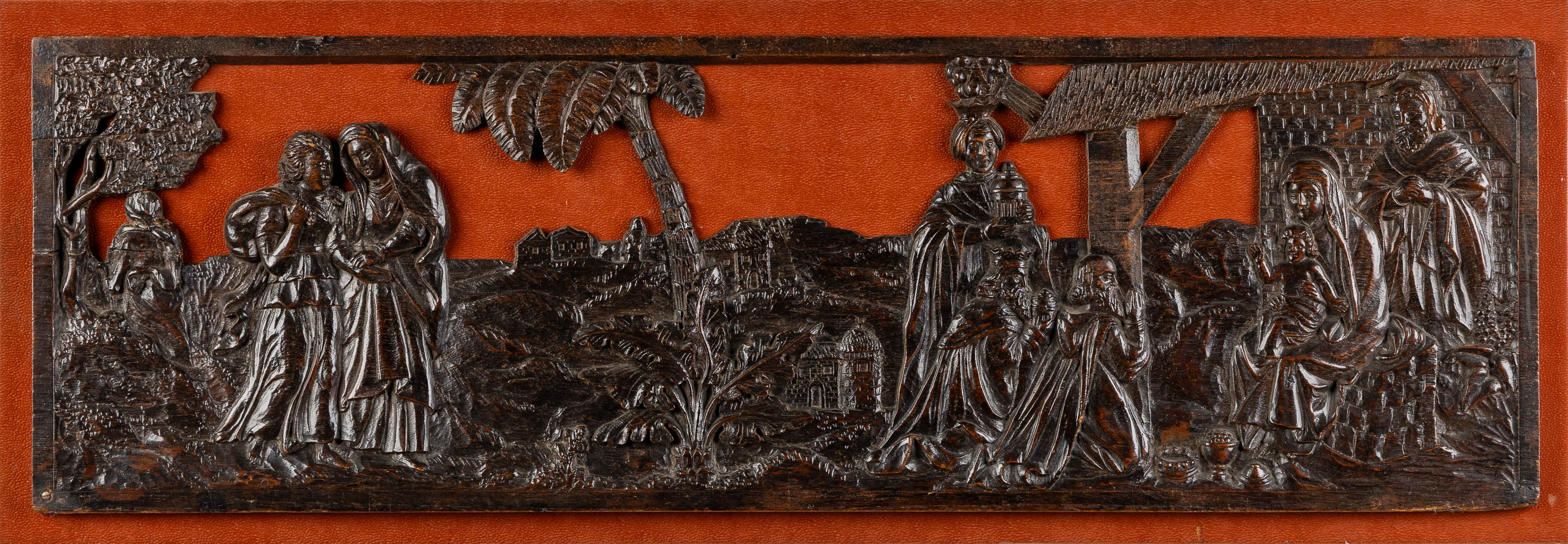 An antique wood-sculptured 'Nativity Scène', Flanders Circa 1700.