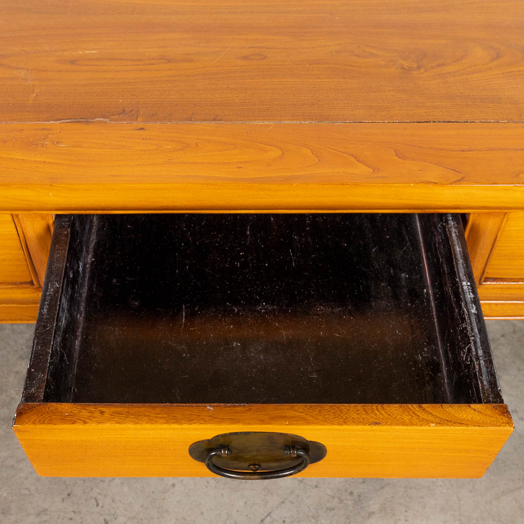 A Chinese low coffee table with 3 drawers. (L: 44 x W: 162 x H: 45 cm)