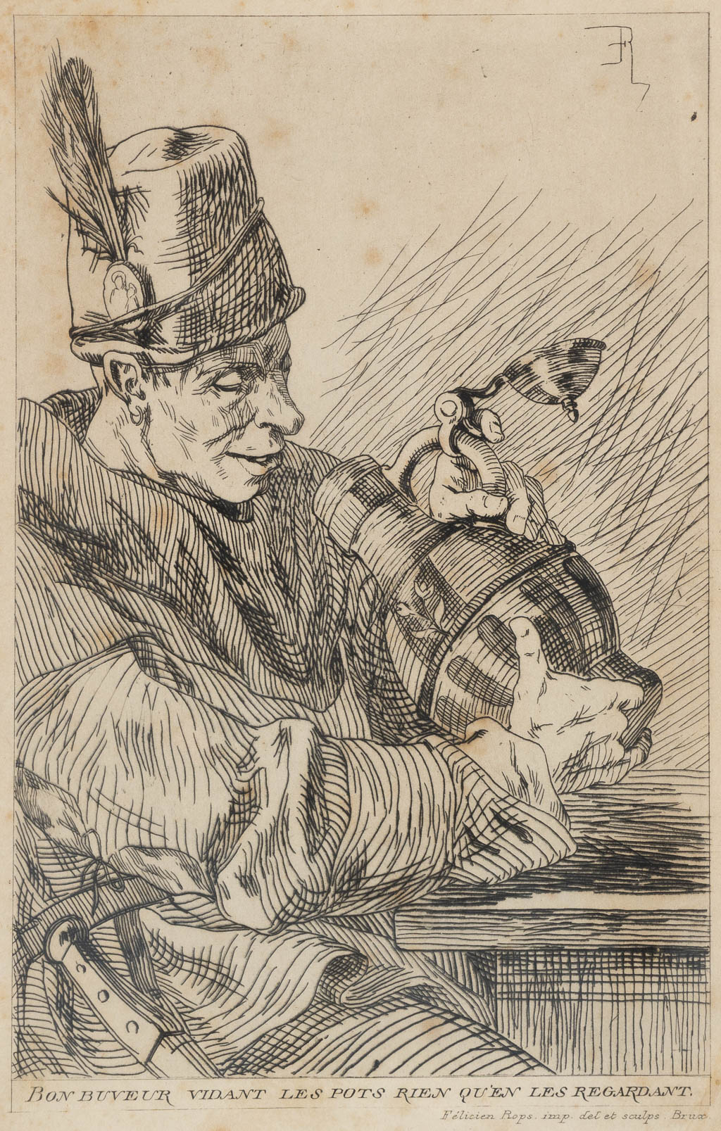 Félicien ROPS (1833-1898) 'Twee etsen'.