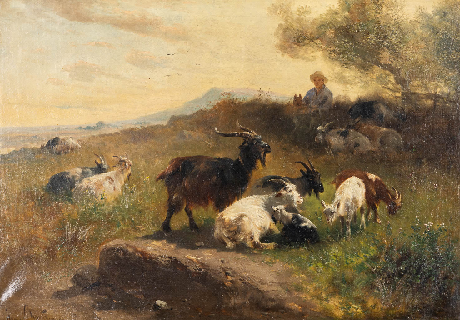  Henry SCHOUTEN (1857/64-1927) 'Rustende Herder met geiten'