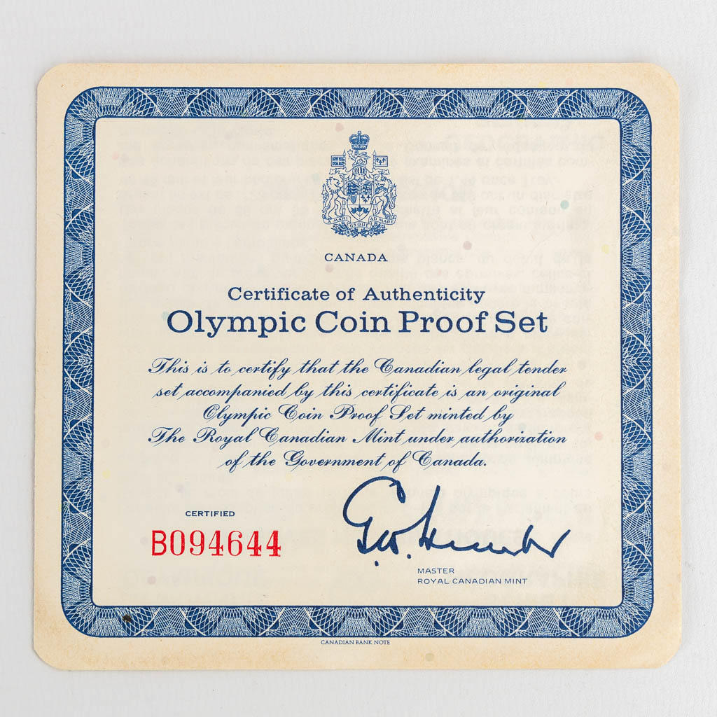 Olympic coin proof set, Cananda 1973 en Moscow 1980. 13 silver coins. 