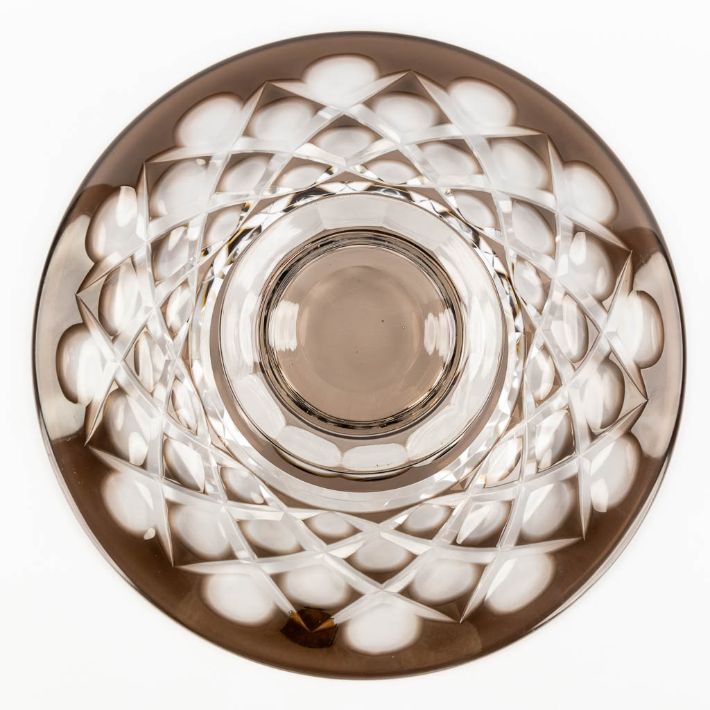 Val Saint Lambert, a large bowl, coloured and cut crystal. (H:12,5 x D:40,5 cm)