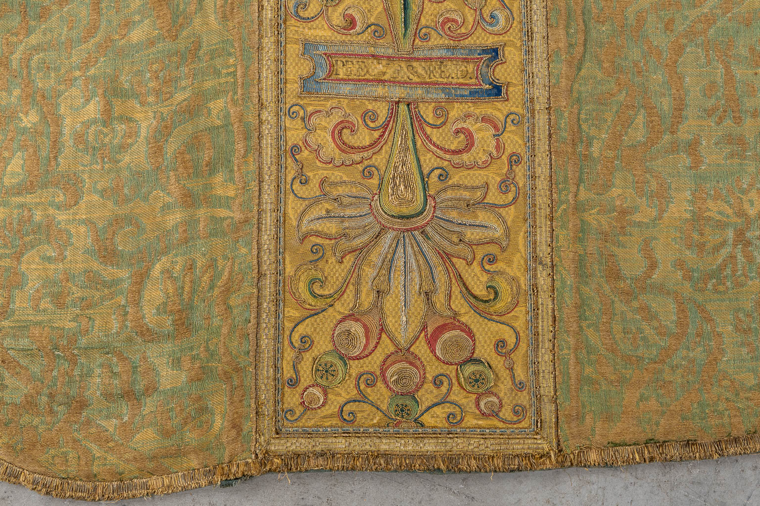 An antique fragment of a Roman Chasuble, Saint John The Baptist, Flanders, 16th C. (W:74 x H:140 cm)