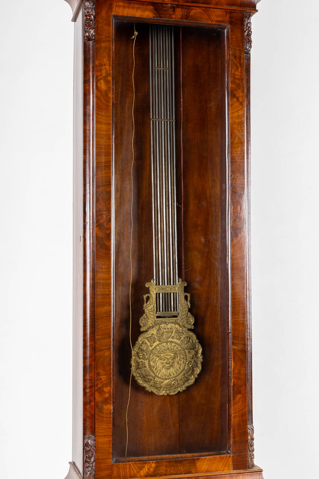 An large Grandfather clock, Compensating pendulum, Hour, seconds and date. Empire, 19th C. (L:26 x W:57 x H:220 cm)