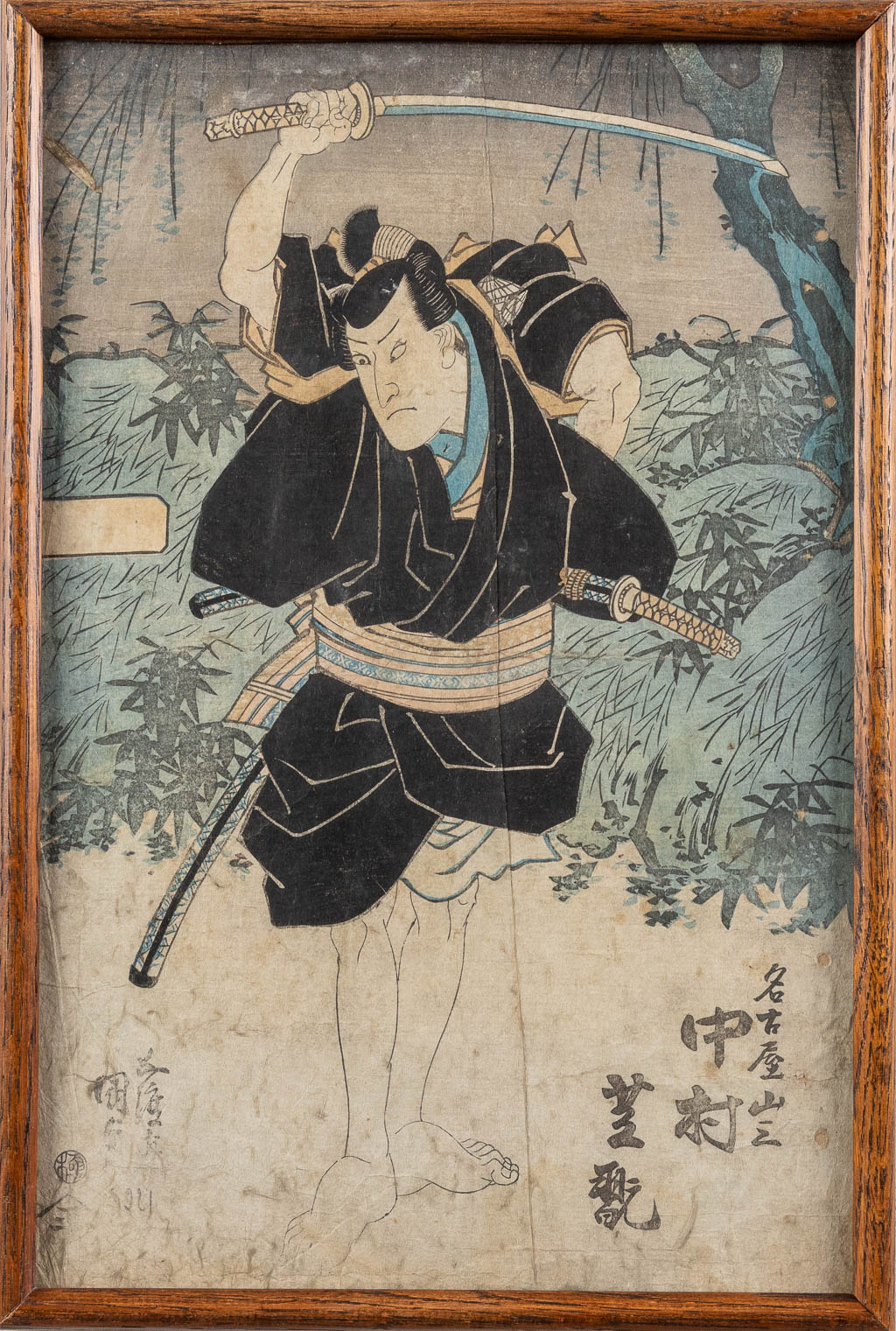 Toyokuni I UTAGAWA (1769-1825) 'Een paar houtsnedes, bijgekleurd'. (W:23,5 x H:36 cm)