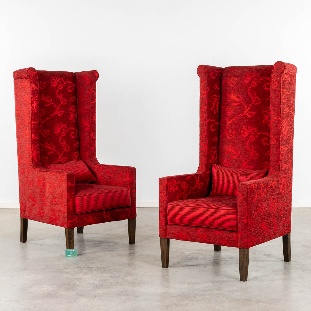 2 red velour fauteuil sofas