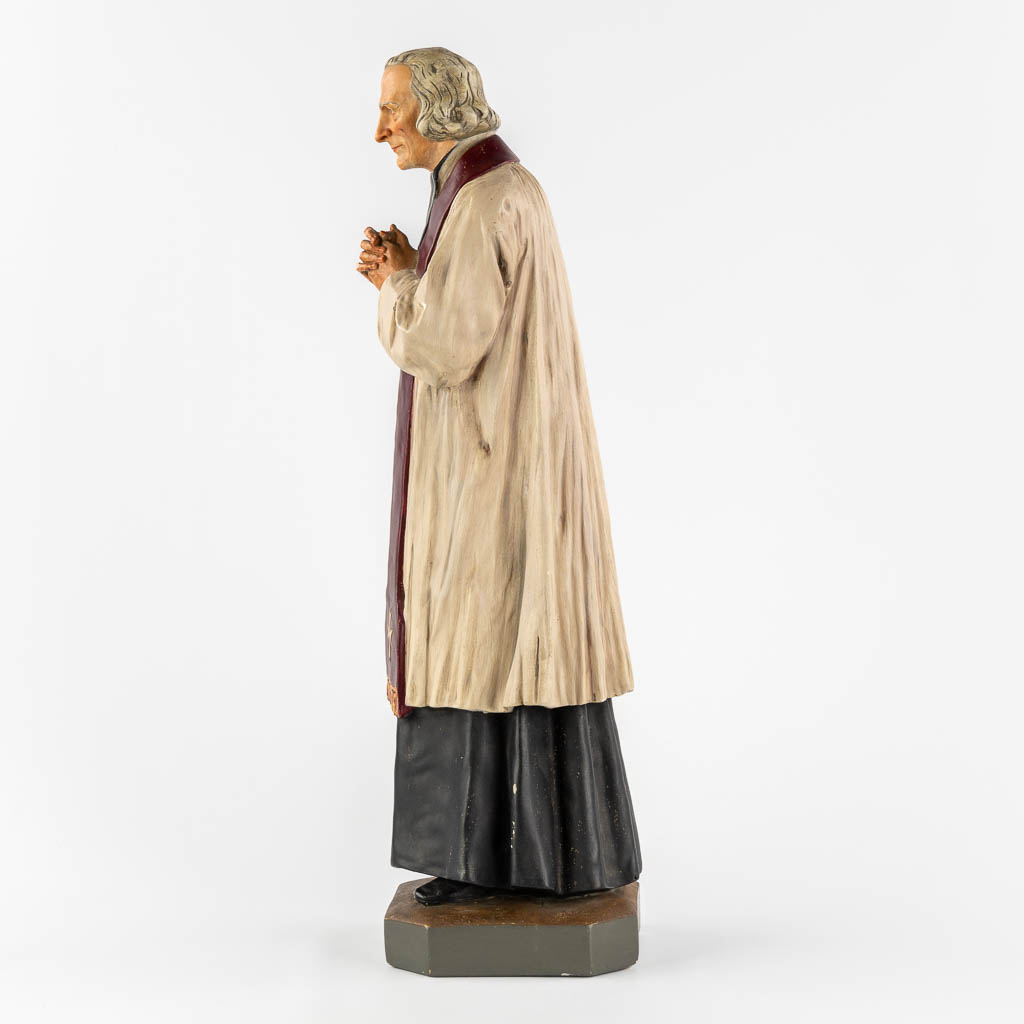 Saint John Vianney, Priets of Ars, polychrome plaster. (L:17,5 x W:18,5 x H:62 cm)