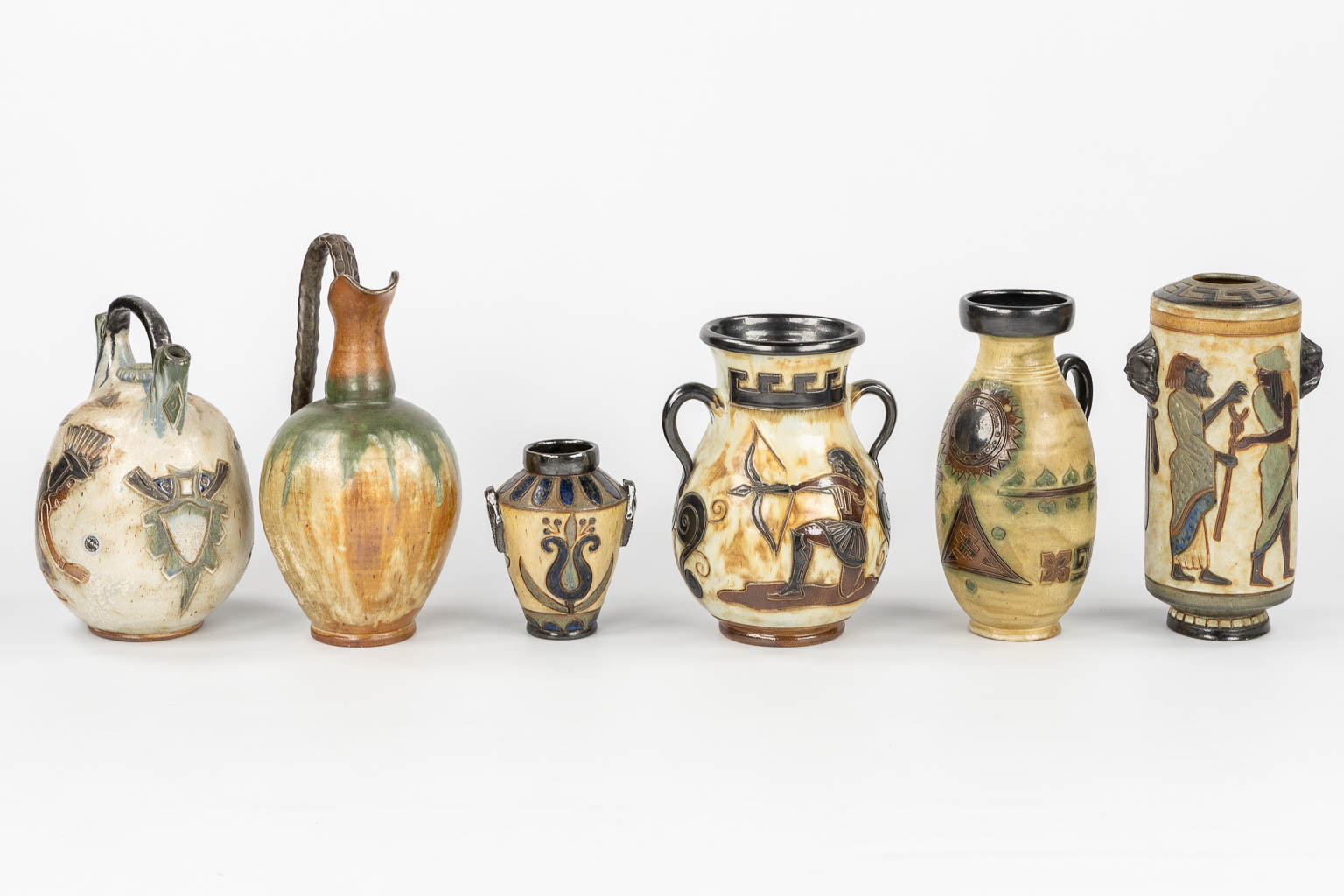 Sixteen vases and jugs, Roger Guérin, Biron, Aubrys. (H:42,5 cm)