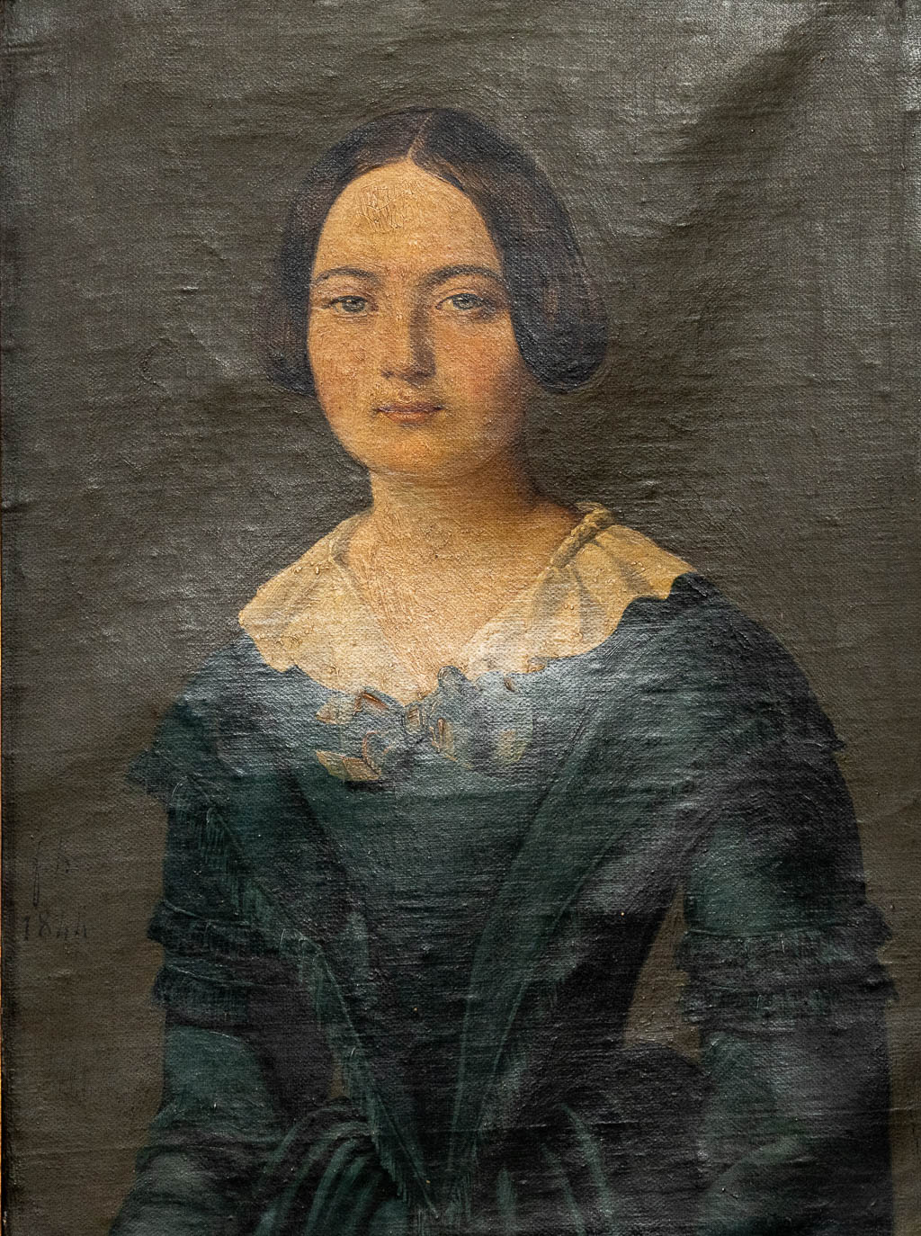 Portret van een dame, olie op doek. 19de eeuw. (1844)