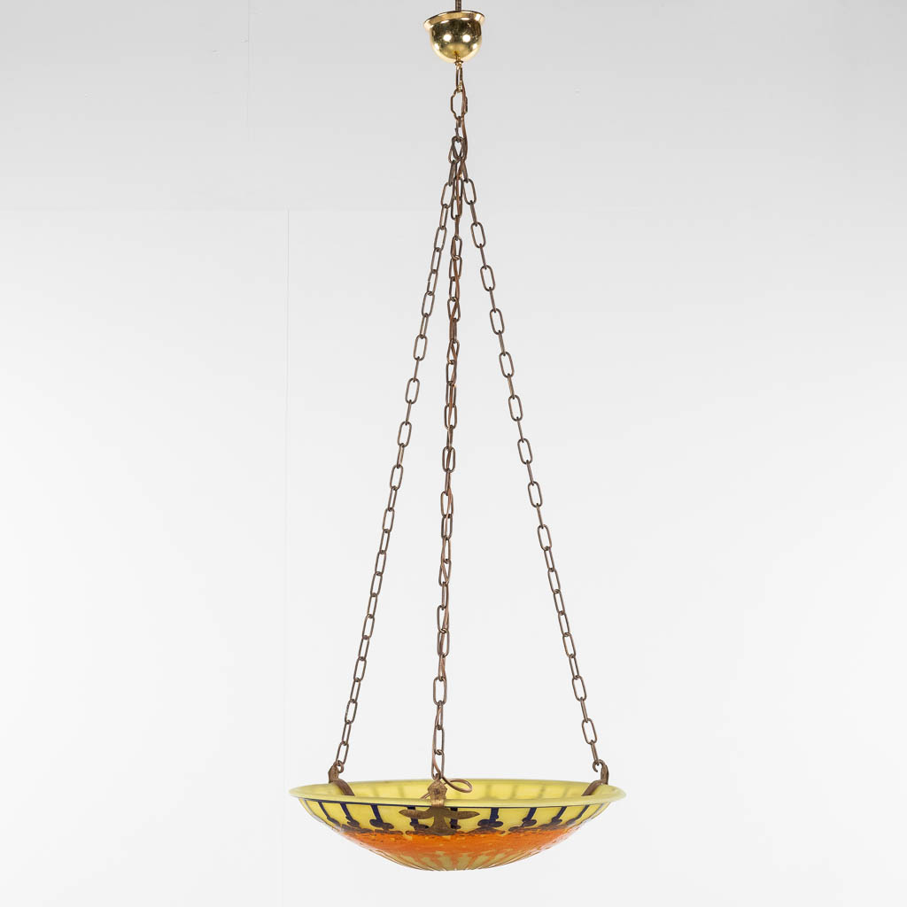 Le Verre Francais, Schneider a pâte de verre glass chandelier. (H: 12 x D: 50 cm)