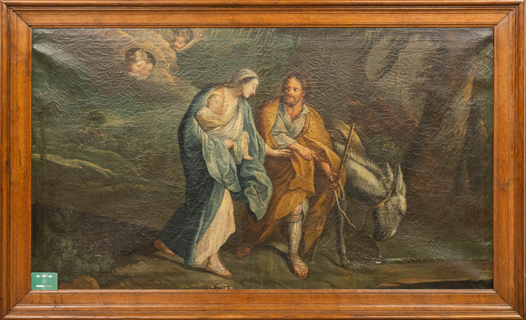 An antique painting 'The Flight into Egypt' Oil on canvas. 19th C.