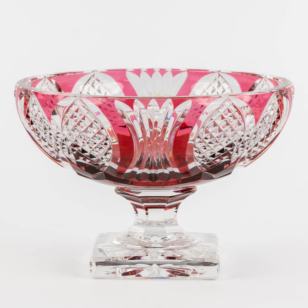 Val Saint Lambert, a large bowl, cut and coloured crystal. (H:21 x D:31 cm)