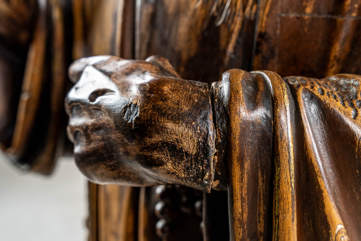 An antique wood-sculpture of Saint Francis of Assisi, 19th C.