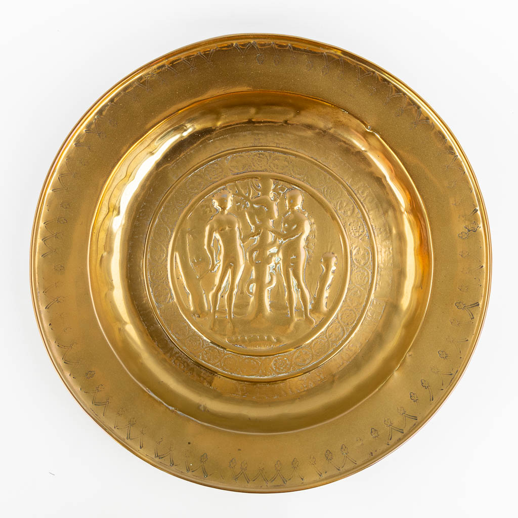 A Nuremberg brass Alms Dish, 