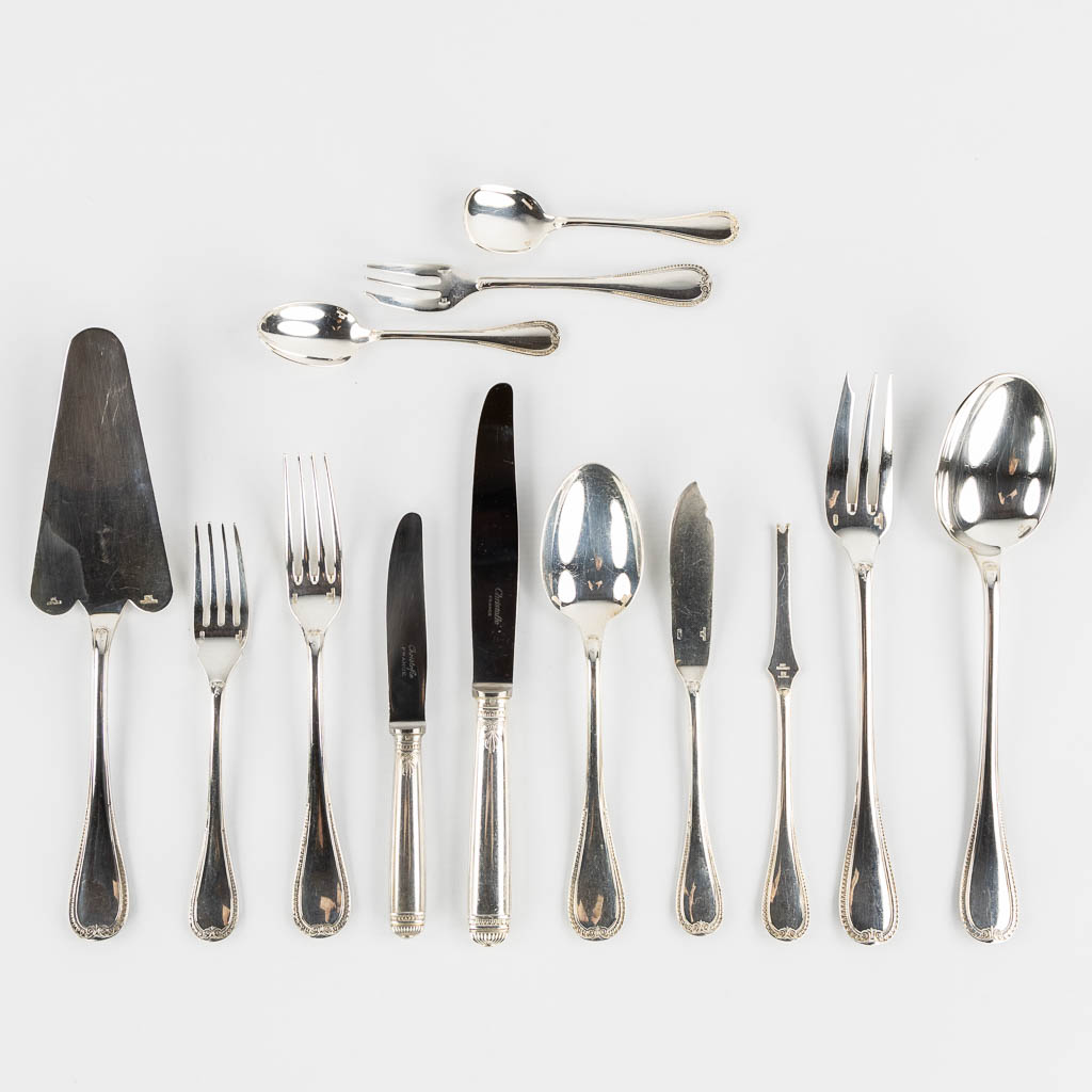 Christofle, Malmaison' a 112-piece silver-plated cutlery.