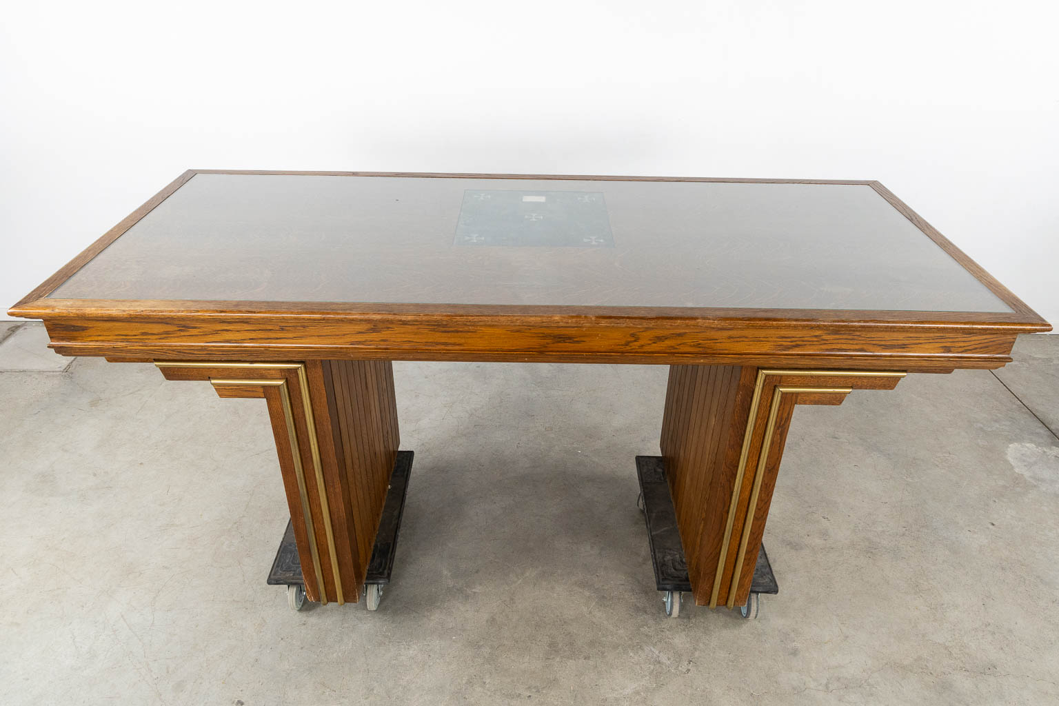 A modernist interior for a Chapel, Altar, Tabernacle, Lectern and table. Circa 1960. (L:45 x W:149 x H:230 cm)