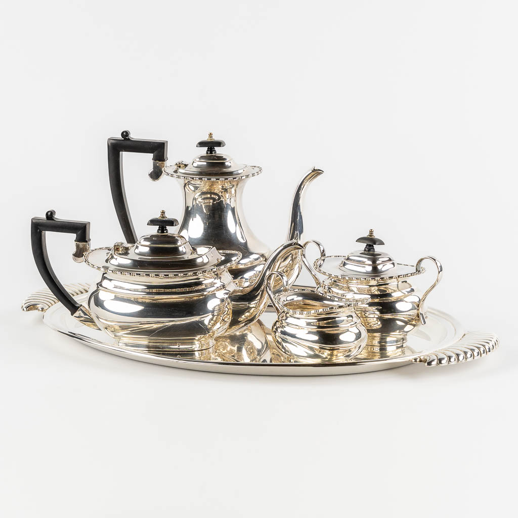 A 5-piece coffee and tea service, Silver-Plated, Sheffield UK. (L:38 x W:59 cm)