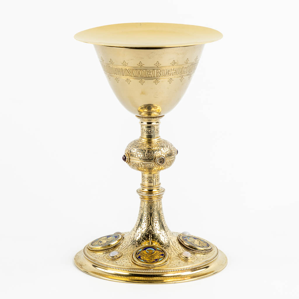 A Chalice, Gold-plated with enamel cartouches of 