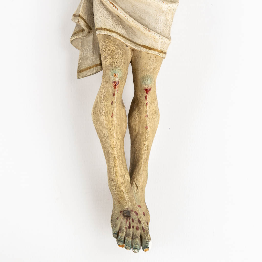 A wood-sculptured Corpus Christi, 19th C. (W:35 x H:40 cm)