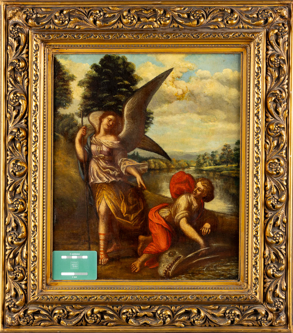 Flemish School, 'Tobi and Archangel Rafael', oil on canvas. 18th C.