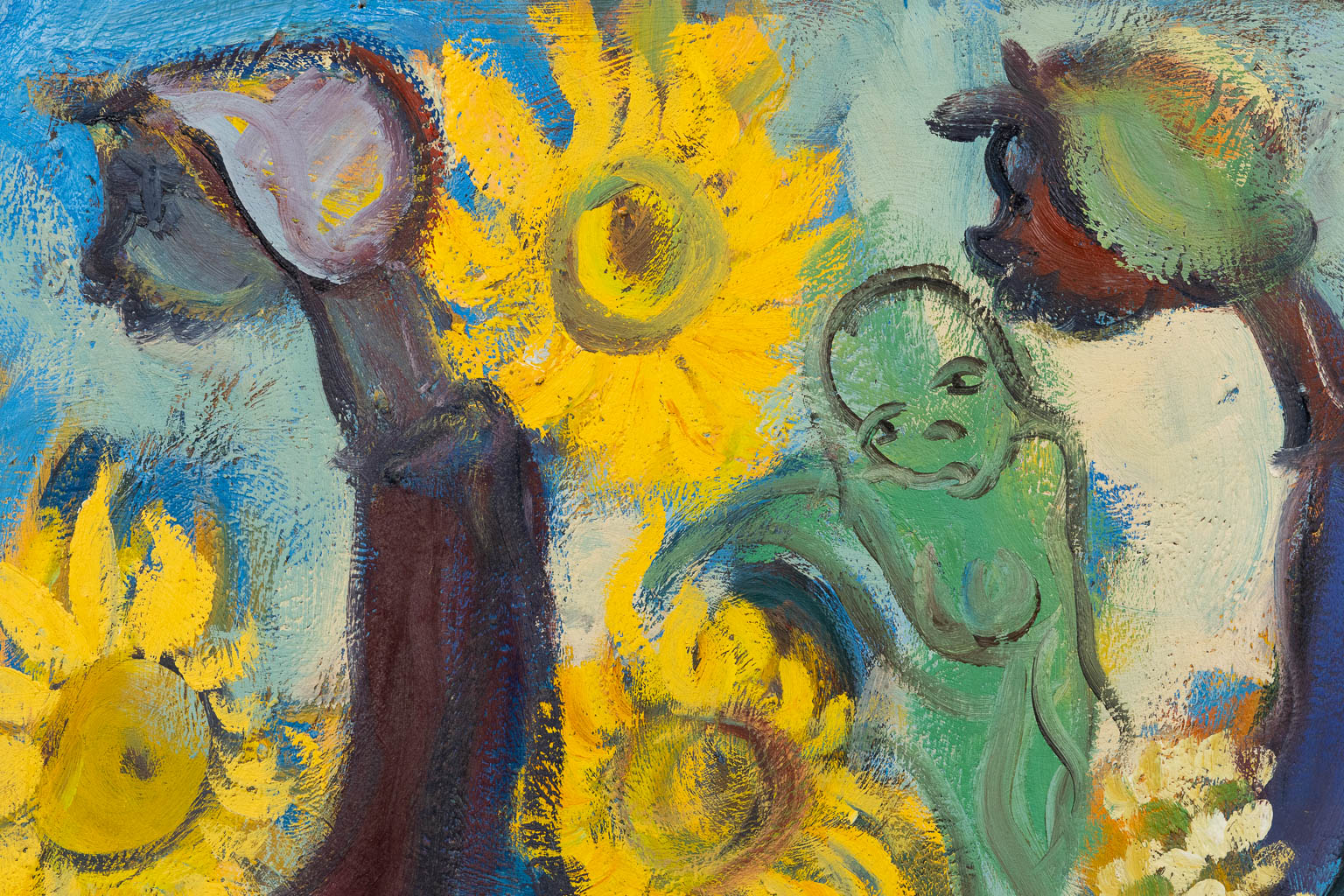 Frans CLAERHOUT (1919-2006) 'Sunflowers'. (W:92 x H:73 cm)