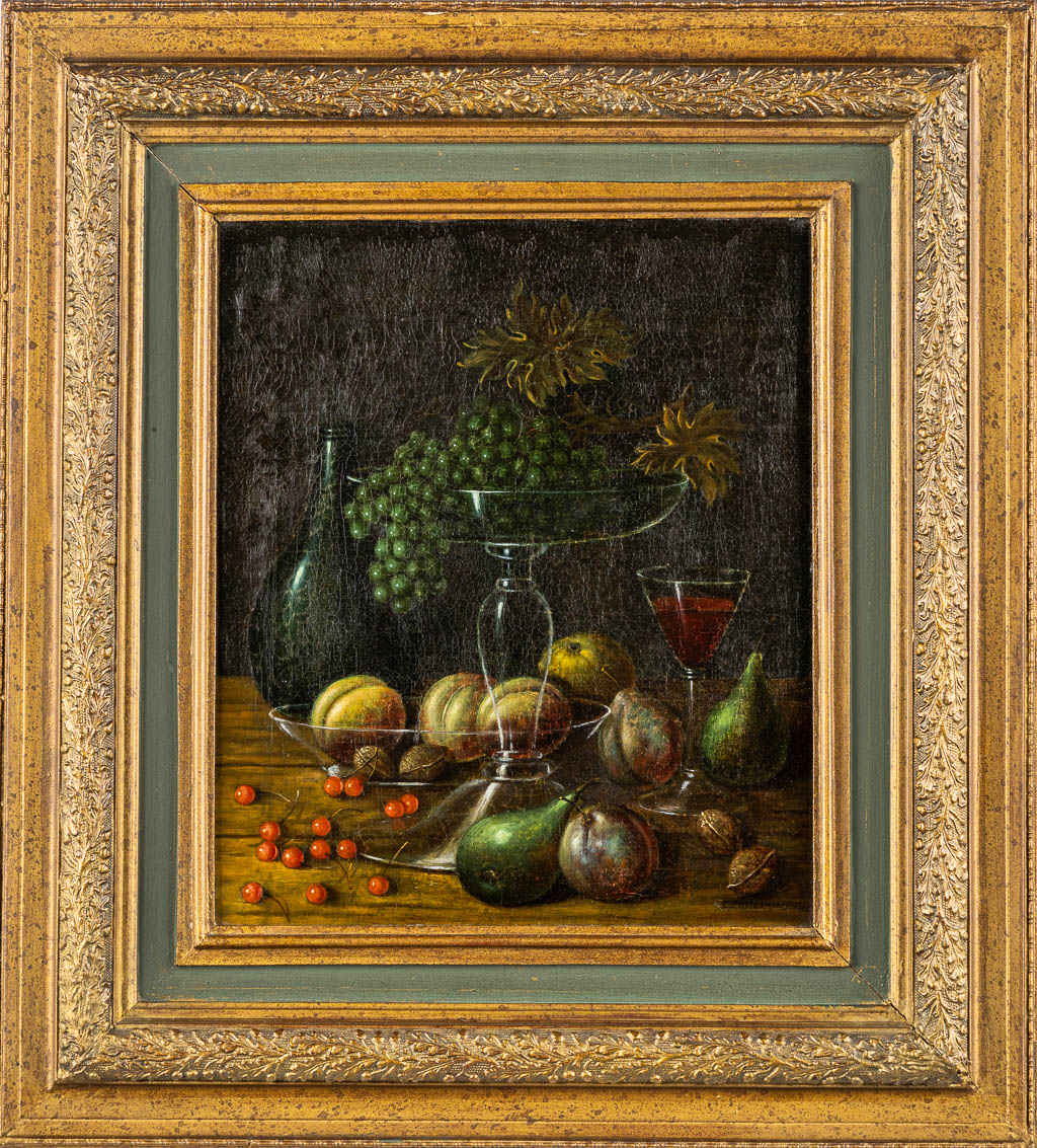 Two antique still life paintings, oil on canvas and panel. 19th C. 