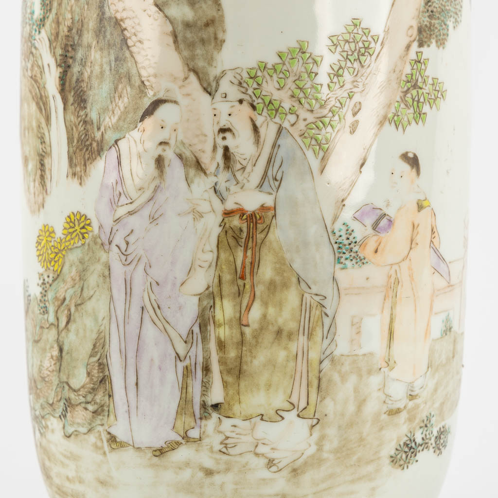 A Chinese Rouleau vase, 