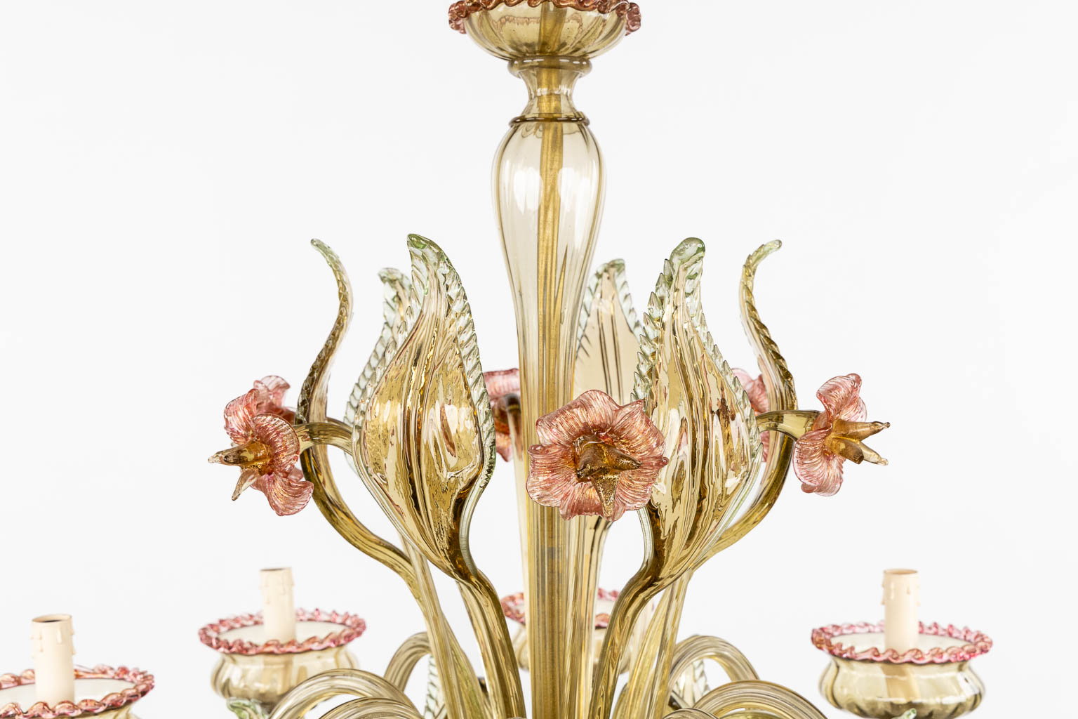 A Venetian chandelier with 8 points of light, Murano, Italy, 20th C. (H:104 x D:82 cm)