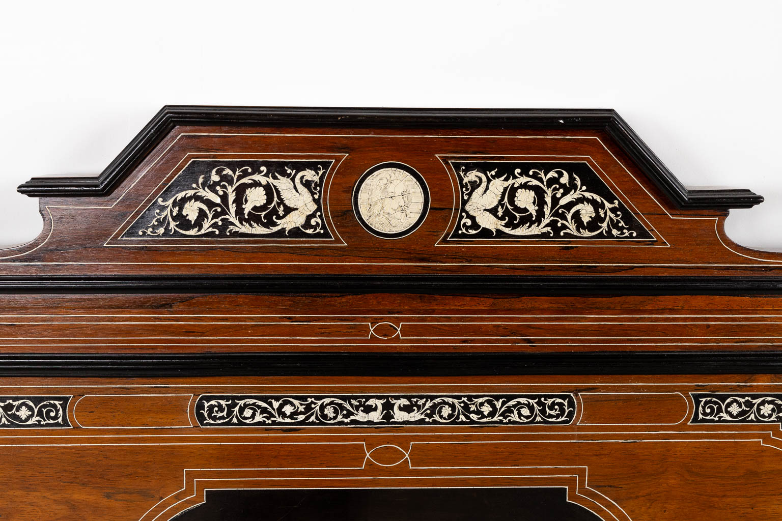 Italian school, a bed frame, marquetry inlay. 19th C. (L:218 x W:151 x H:150 cm)