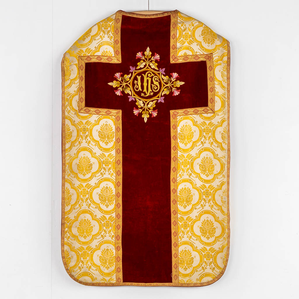 A Cope, a pair of Dalmatics and Two Roman Chasubles, Embroideries.