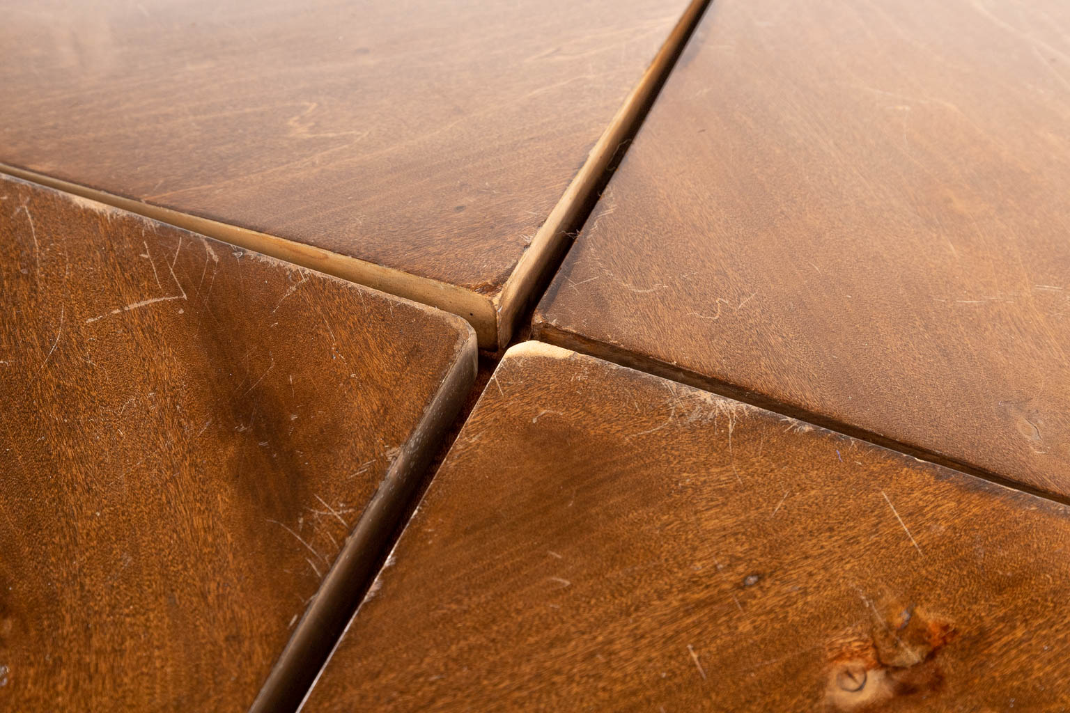 An antique game table with folding top. 19th C. (L:84 x W:84 x H:77 cm)