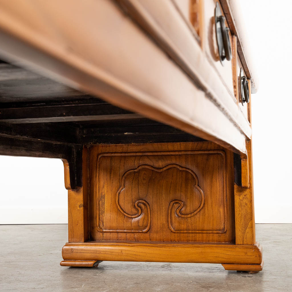 A Chinese low coffee table with 3 drawers. (L: 44 x W: 162 x H: 45 cm)