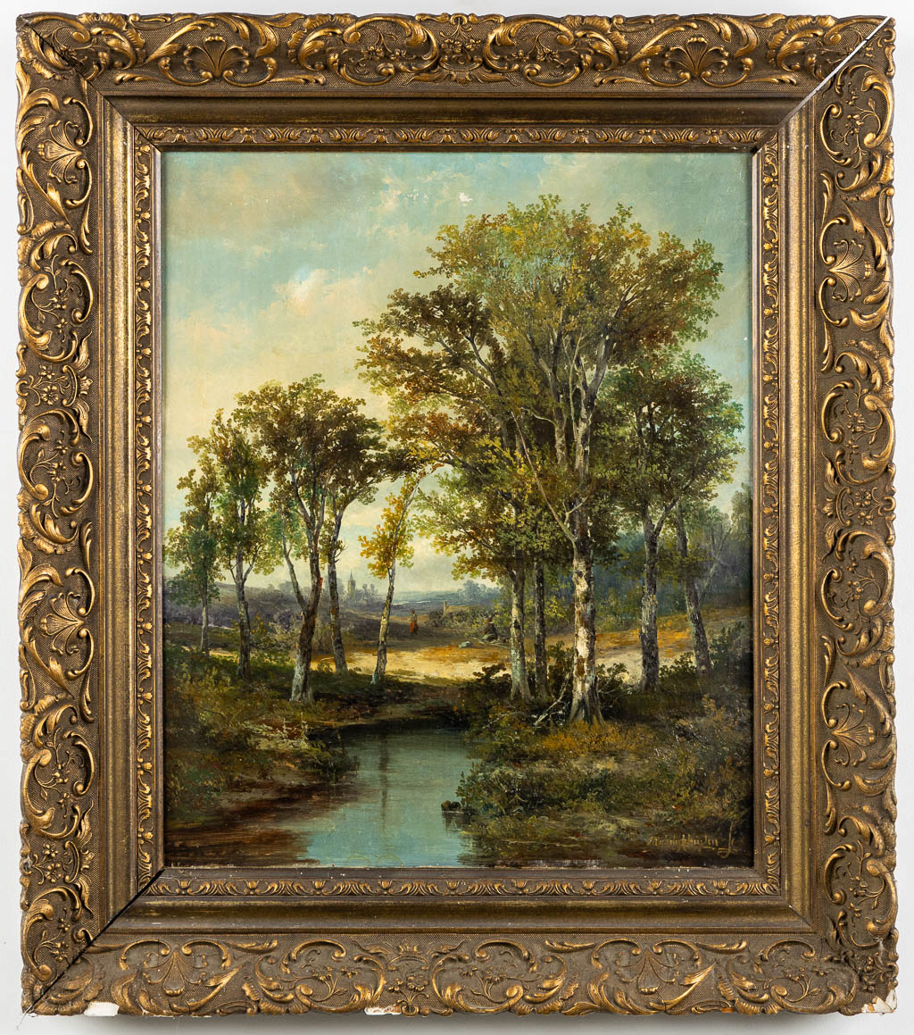 Hermanus RIJKELIJKSHUIJSEN (1813-1883) 'River and trees'. (W:57 x H:69 cm)