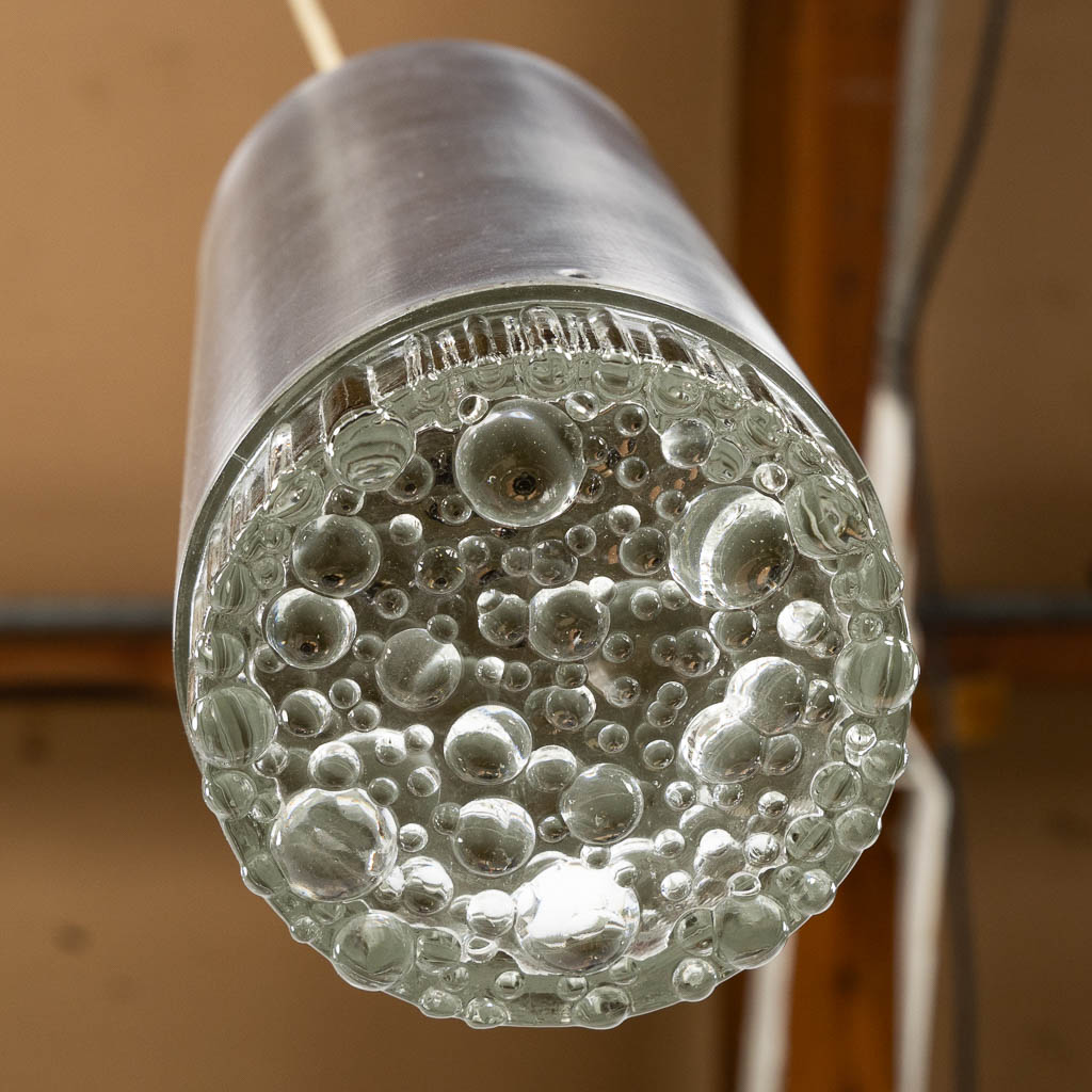 Staff Leuchten, a mid-century ceiling lamp. Chromed metal and glass. (W:68 x H:108 cm)