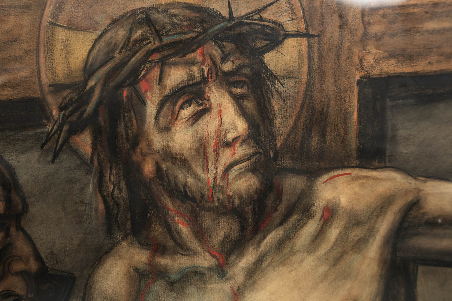 Three stations from a 'Stations of the cross', pastel on paper. Signed Lou ASPERSLAGH (1893-1949).