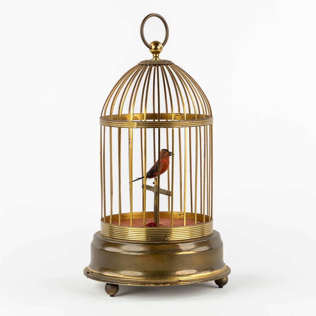 An automata in the shape of a birdcage, with a singing bird. Germany. (c.1960.)