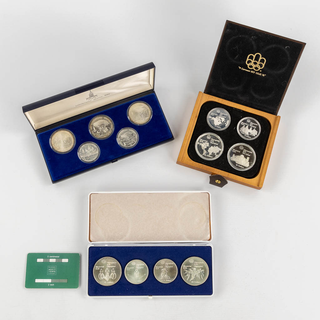 Olympic coin proof set, Cananda 1973 en Moscow 1980. 13 silver coins. 