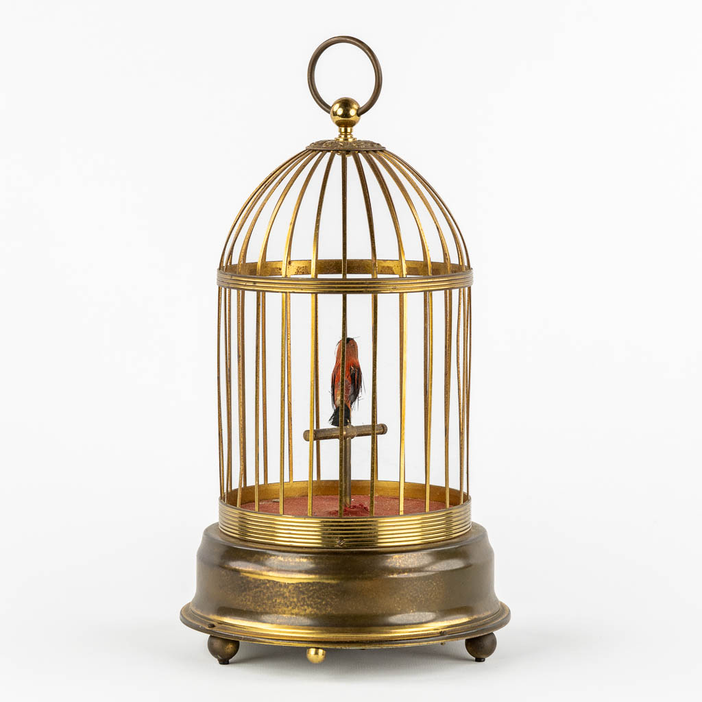 An automata in the shape of a birdcage, with a singing bird. Germany. (c.1960.)