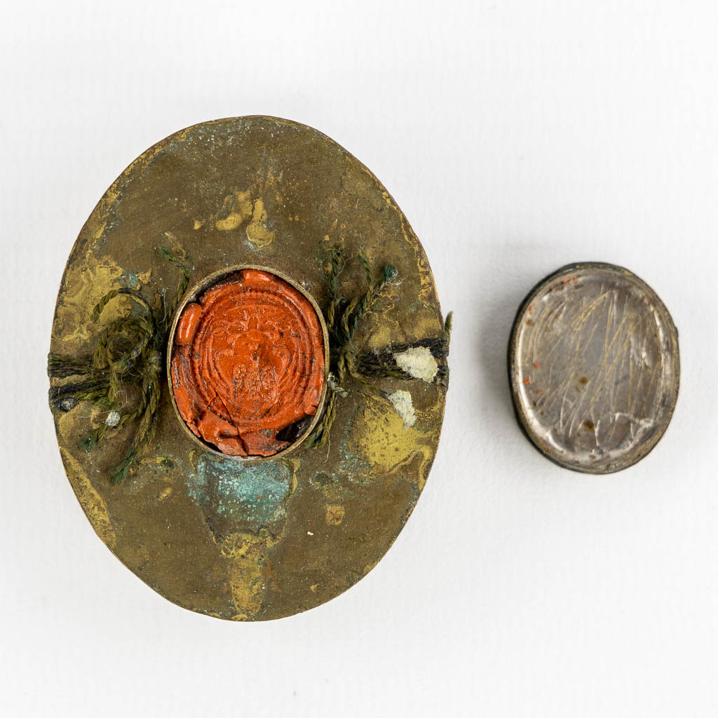 A Reliquary monstrance with two relics for 'Saint Rochus, Confessoris and Saint Bernard the Abbott'. 