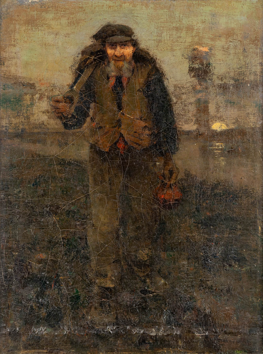 Portrait of a miner, oil on canvas, Attributed to Léon RIKET (1876-1938). (W:54 x H:74 cm)