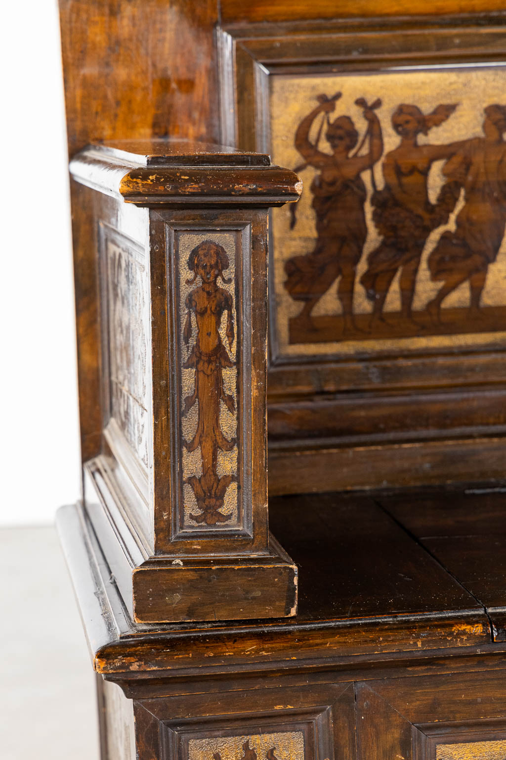 A hall-bench, Austria or Italian Renaissance, 19th C. . (L:54 x W:100 x H:114 cm)